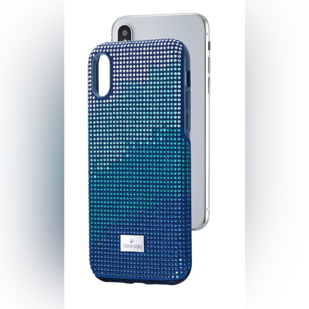 NEW Swarovski Crystalgram Smartphone Case with Bumper For iPhone XS Max In Blue